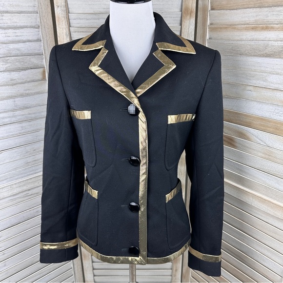 Valentino Jackets & Blazers - Vintage Valentino Boutique Military Gold Lame Trim Black Blazer Jacket Size 4